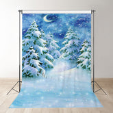 Aperturee - Verschneite Mondnacht Wald Photobooth Winter Hintergrund